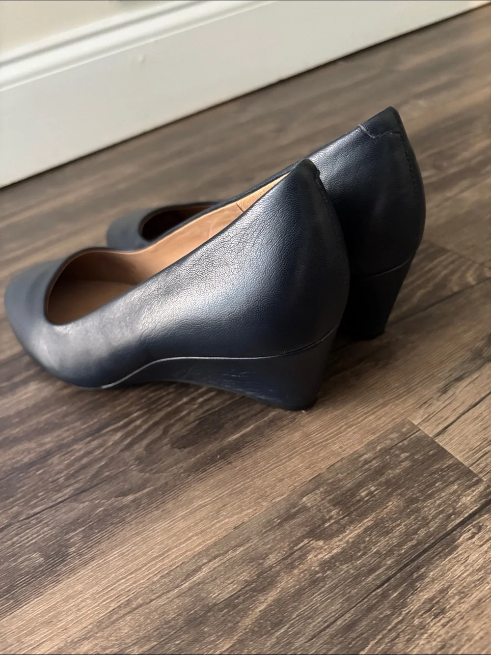 Aerosoles Inner Circle Pumps Women's 9.5 Navy Blue Leather Block Heel